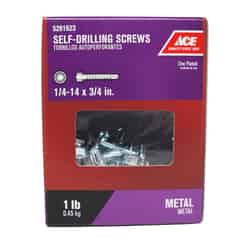 Ace 1/4-14 Sizes x 3/4 in. L Hex Washer Head Steel Self- Drilling Screws 1 lb. Hex Zinc-Plated