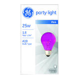 GE Lighting party light 25 watts A19 Incandescent Bulb Pink A-Line 1 pk