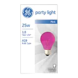 GE Lighting party light 25 watts A19 Incandescent Bulb Pink A-Line 1 pk