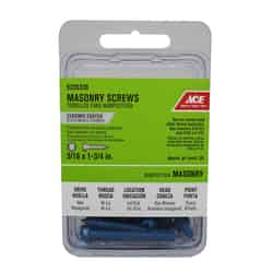 Ace 3/16 in. x 1-3/4 in. L Slotted Hex Washer Head Ceramic Steel Masonry Screws 25 pk