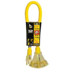 Yellow Jacket 2 ft. L Yellow Triple Outlet Cord 12/3 SJTW Outdoor
