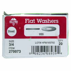 HILLMAN Zinc-Plated Steel 3/4 in. USS Flat Washer 20 pk
