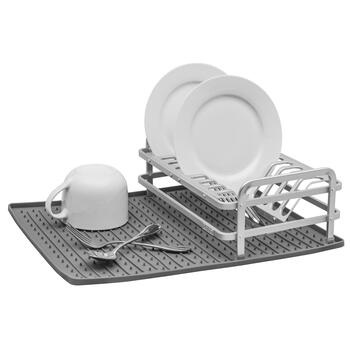 Ta Da 13-3/16 in. W x 5-1/8 in. H Aluminum/Silicone Dish Rack/Mat Set