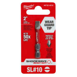 Milwaukee SHOCKWAVE Slotted 1/4 in. x 2 in. L Steel 1/4 in. Quick-Change Hex Shank 1 pc. Impac