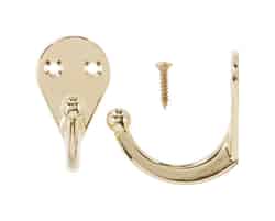 Ace Bright Brass Gold Brass Small Single Garment Hook 2 pk 1-3/4 in. L