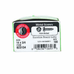 HILLMAN 3/4 in. L x 14 Slotted Hex Washer Sheet Metal Screws 100 per box Stainless Steel