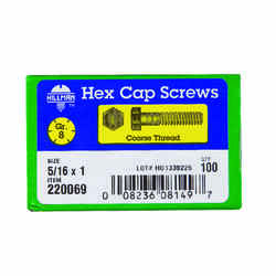 HILLMAN 5/16 in. Dia. x 1 in. L Heat Treated Yellow Dichromate Hex Head Cap Screw 100 box