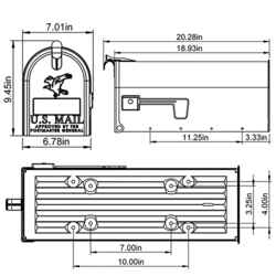 Gibraltar Standard Ribbed Galvanized Steel Post Mounted Gray Mailbox 9-1/2 in. H x 9-1/2 in. H