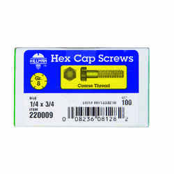HILLMAN 1/4 in. Dia. x 3/4 in. L Heat Treated Yellow Dichromate Hex Head Cap Screw 100 box