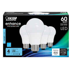 Feit Electric A19 E26 (Medium) LED Bulb Daylight 60 Watt Equivalence 4 pk