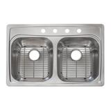 Kindred Stainless Steel Top Mount 33 in. W x 22 in. L Kitchen Sink