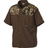 Drake EST Wingshooter S Short Sleeve Men's Collared Brown/Camo Work Shirt