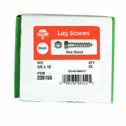 HILLMAN 1/2 in. x 12 in. L Steel Lag Screw 25 pk Hex