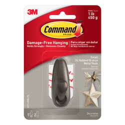 3M Command 2-5/8 in. L Oil Rubbed Bronze Metal Small Forever Classic 1 lb. capacity 1 pk Coat/