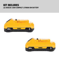 DeWalt 20 V 3 Ah Lithium-Ion Compact Battery Pack 2 pc