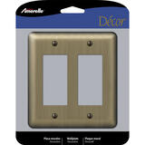 Amerelle Devon Brushed Brass Brass 2 gang Stamped Steel Rocker Wall Plate 1 pk