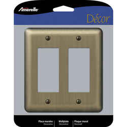 Amerelle Devon Brushed Brass Brass 2 gang Stamped Steel Rocker Wall Plate 1 pk