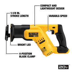 DeWalt 20V MAX 20 V Cordless Brushed Compact Reciprocating Saw Kit (Battery & Charger)