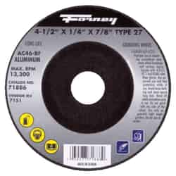 Forney 4-1/2 in. Dia. x 1/4 in. thick x 7/8 in. Aluminum Oxide Metal Grinding Wheel 13300 rpm