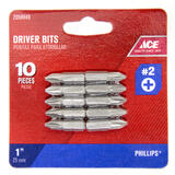 Ace Phillips 2 x 1 in. L S2 Tool Steel Hex Shank 10 pc. Insert Bit 1/4 in.