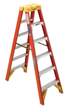 Werner 6 ft. H X 23.38 in. W Fiberglass Step Ladder Type IA 300 lb. cap.