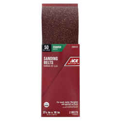 Ace 16 in. L x 2-1/2 in. W Aluminum Oxide Sanding Belt 50 Grit 2 pk Coarse