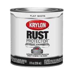 Krylon Rust Protector Indoor and Outdoor Flat White Oil-Based Enamel Protective Paint 8 oz