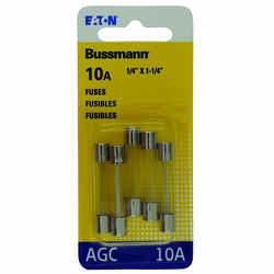 Bussmann 10 amps AGC Glass Tube Fuse 5 pk
