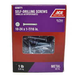 Ace 1-7/16 in. L x 10 Sizes Phillips Steel Self- Drilling Screws 1 lb. Zinc-Plated Wafer Head