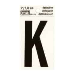 Hy-Ko 2 in. Reflective Vinyl Black K Self-Adhesive Letter