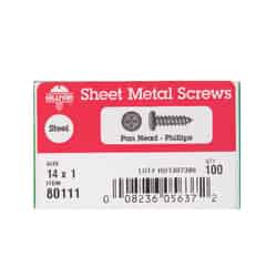 HILLMAN 1 in. L x 14 Pan Head Phillips Steel Sheet Metal Screws 100 per box Zinc-Plated
