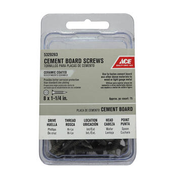 Ace No. 8 x 1-1/4 in. L Phillips Wafer Head Ceramic Steel Masonry Screws 75 pk