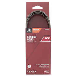 Ace 30 in. L x 1 in. W Aluminum Oxide Sanding Belt Medium 80 Grit 3 pk