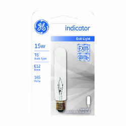 GE Lighting indicator 15 watts T6.5 Incandescent Bulb 100 lumens White 1 pk Tubular