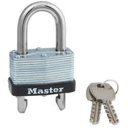 Master Lock 1-3/32 in. H X 1-1/32 in. W X 1-3/4 in. L Laminated Steel Warded Locking Padlock 1
