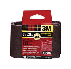 3M 21 inch in. L x 3 in. W Aluminum Oxide 80 Grit Medium 2 pc. Sanding Belt