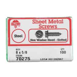 HILLMAN 5/8 in. L x 8 Hex Washer Zinc-Plated Steel Sheet Metal Screws 100 per box Slotted
