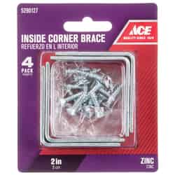 Ace 2 in. H x 3.75 in. W x 2 in. D Zinc Inside L Corner Brace