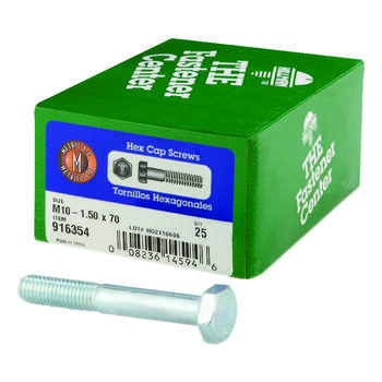 Hillman M10-1.50 mm Dia. x 70 mm L Heat Treated Steel Hex Head Cap Screw 25 pk