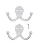 Ace 1-3/4 in. L White Metal Small Double Garment White 2 pk Hook