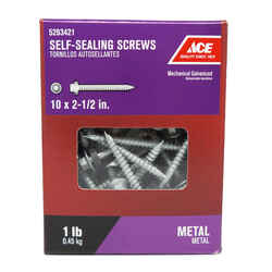 Ace 10 Sizes x 2-1/2 in. L Hex Galvanized Self-Sealing Screws 1 lb. Hex Head Steel