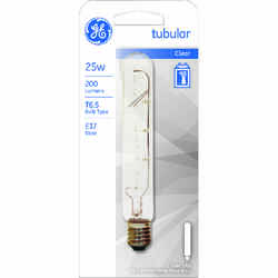 GE Lighting 25 watts T6.5 Incandescent Bulb 200 lumens Soft White Tubular 1 pk