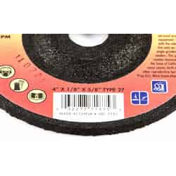 Forney 4 in. Dia. x 1/8 in. thick x 5/8 in. Aluminum Oxide Metal Grinding Wheel 13700 rpm 1 pc