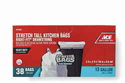 Ace Right-Fit 13 gal. Tall Kitchen Bags Drawstring 38 pk