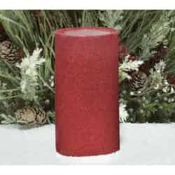 Inglow No Scent Red Pillar Candle 7 in. H x 3 in. Dia.