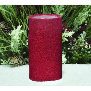 Inglow No Scent Red Pillar Candle 7 in. H x 3 in. Dia.