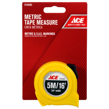 Ace 16 ft. L x 0.75 in. W High Visibility Metric Tape Measure Yellow 1 pk