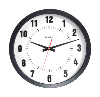 Westclox 14 in. L x 12 in. W Indoor Analog Wall Clock Black/White Plastic