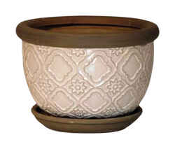 Trendspot 8 in. H x 8 in. W Ceramic Pot Cream White
