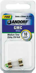 Jandorf GMC 10 amps 125 volt Glass Medium Time Delay Fuse 2 pk